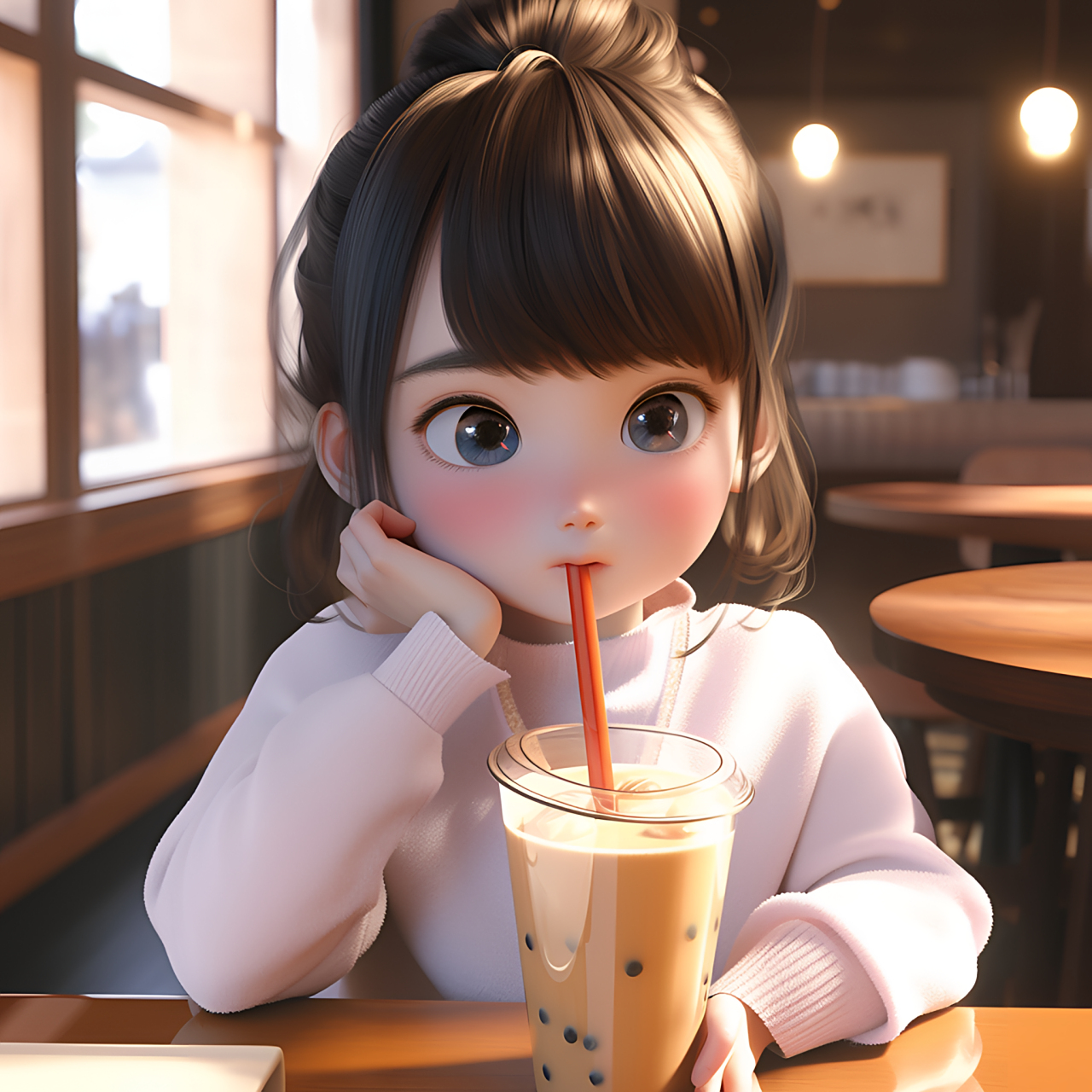 请你喝秋天的第一杯奶茶吖#微信头像# #头像# #动漫头像和壁纸# #可爱