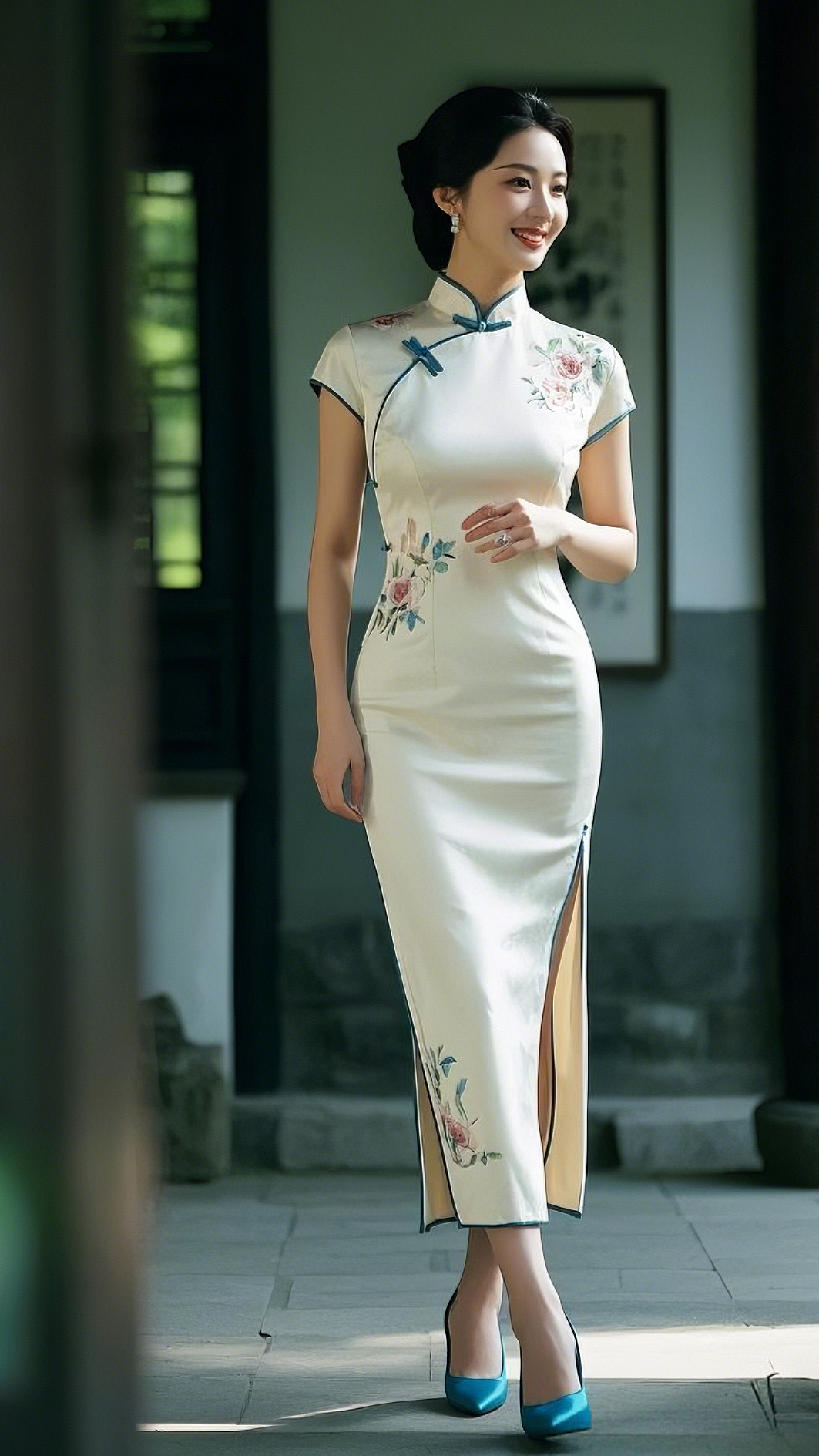 旗袍逸韵映朱颜,古韵流芳岁月间