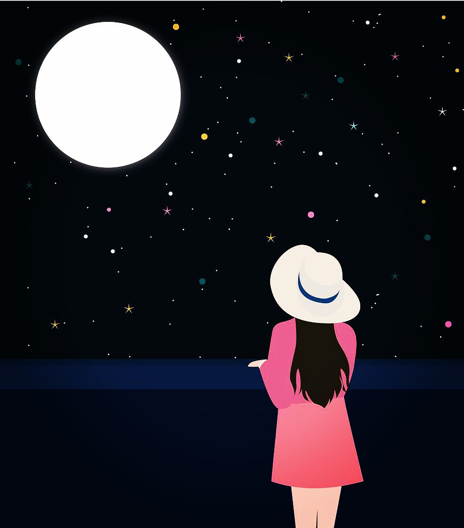 今晚的月光真美,我想和你一起看星星