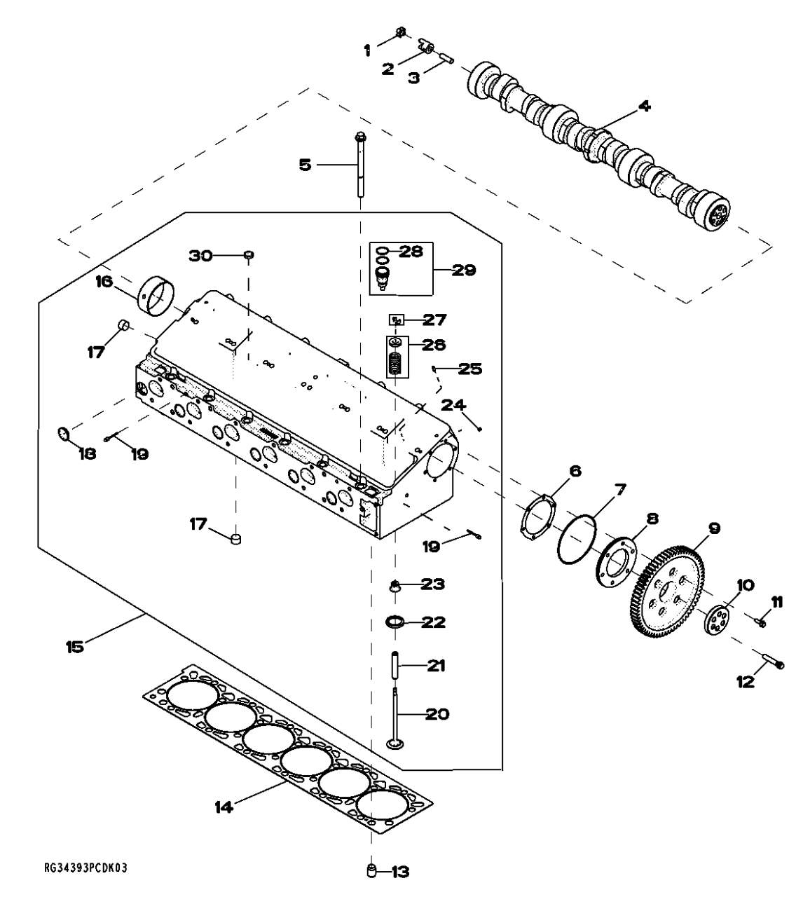 柴油机保养# john deere强鹿6125hf070汽缸盖总成零件图.