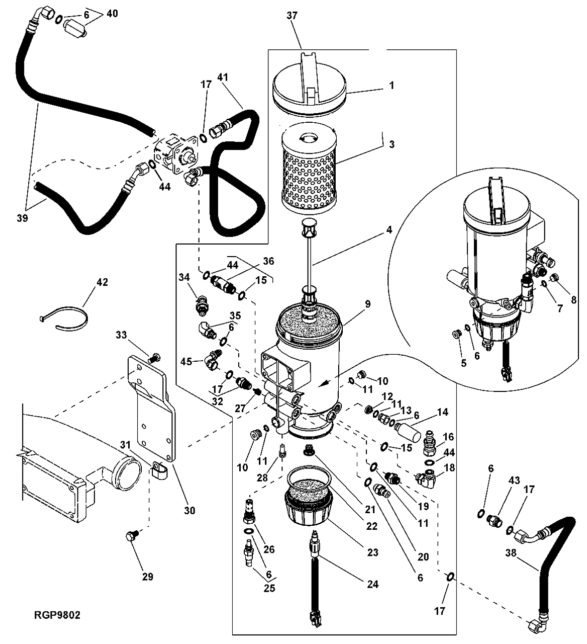 消防泵维修#john deere强鹿 6125hf070柴油发动机手动泵柴滤座总成舷