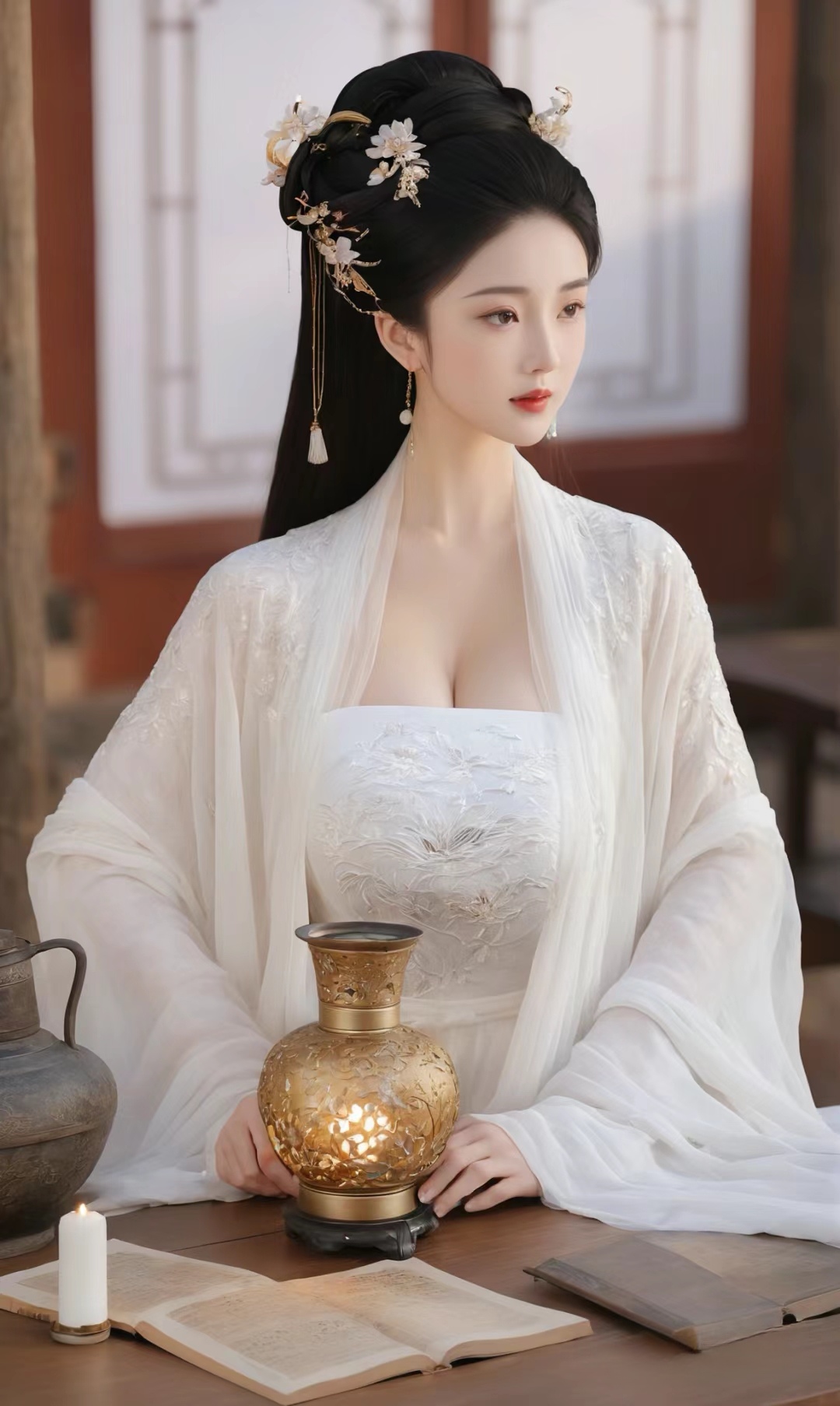 古装美女壁纸,书中自有黄金屋,书中自有颜如玉!