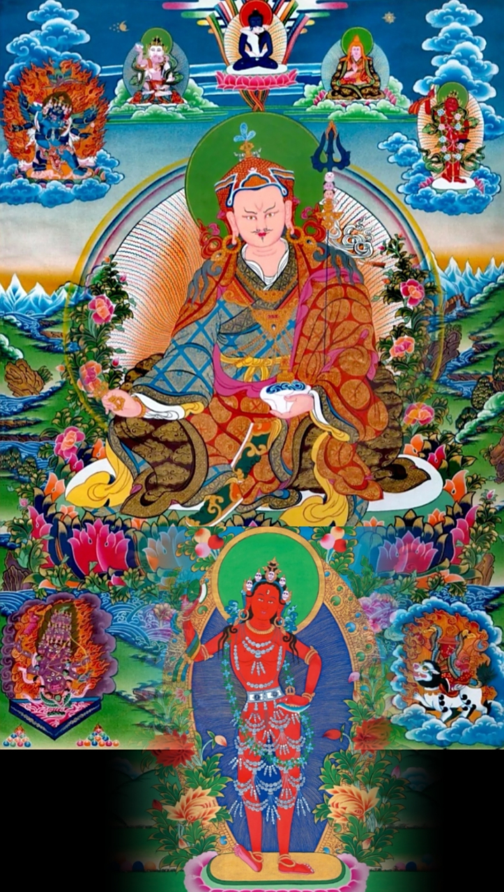 上师瑜伽修法简略图 莲花生大士与金刚瑜伽母观修合图