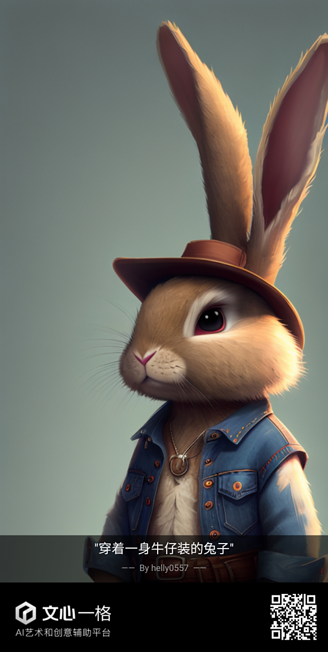ai共创计划#牛仔兔#一只牛仔打扮的机灵兔,名字叫酷巴.