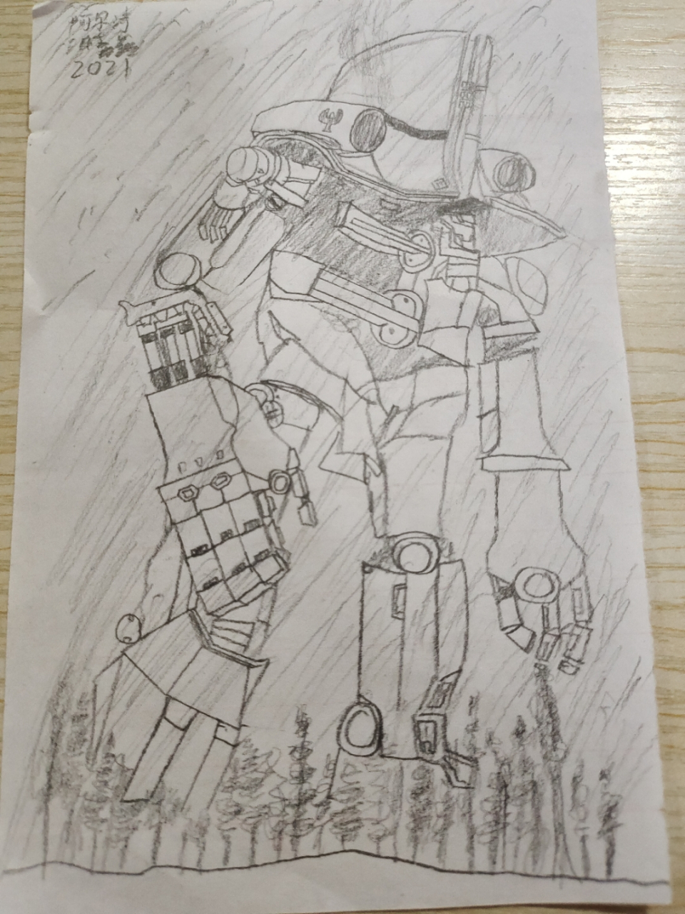 四年级同学画的机甲切尔诺阿尔法