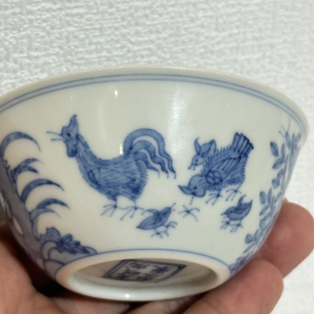 明代成化青花鸡缸杯,口径8.3,高3.8#成化青花