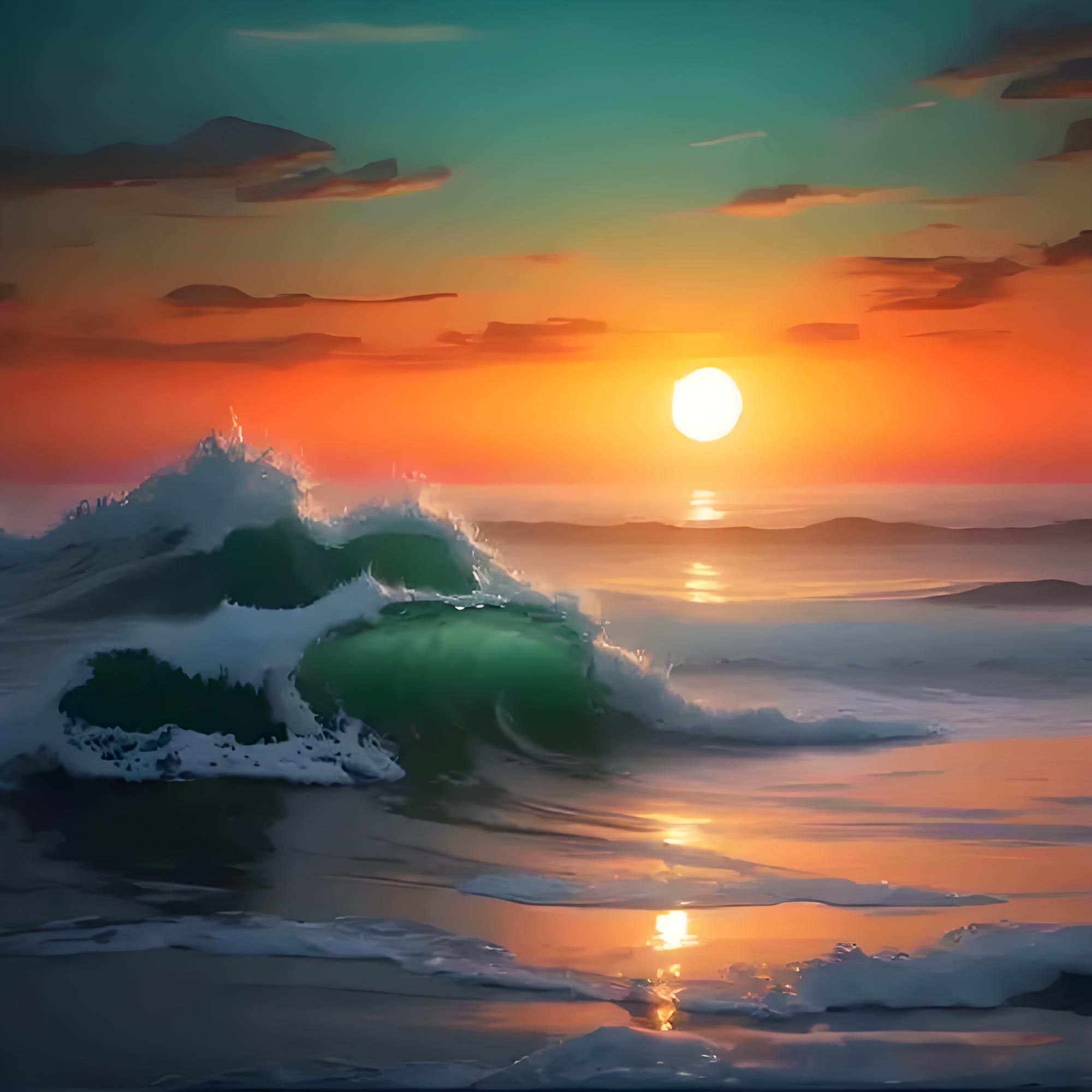 波涛一抹霞