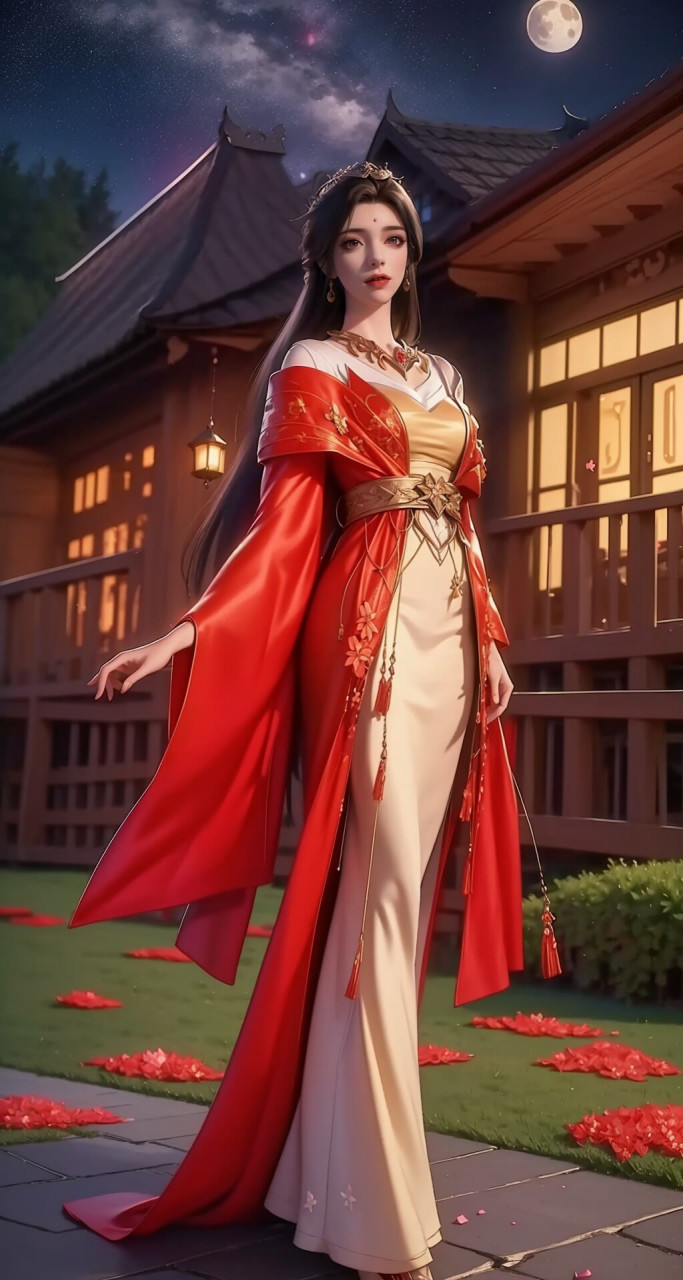 动漫# #ai共创计划# #斗罗大陆# 红衣月婵在月色的映衬下,一位红 