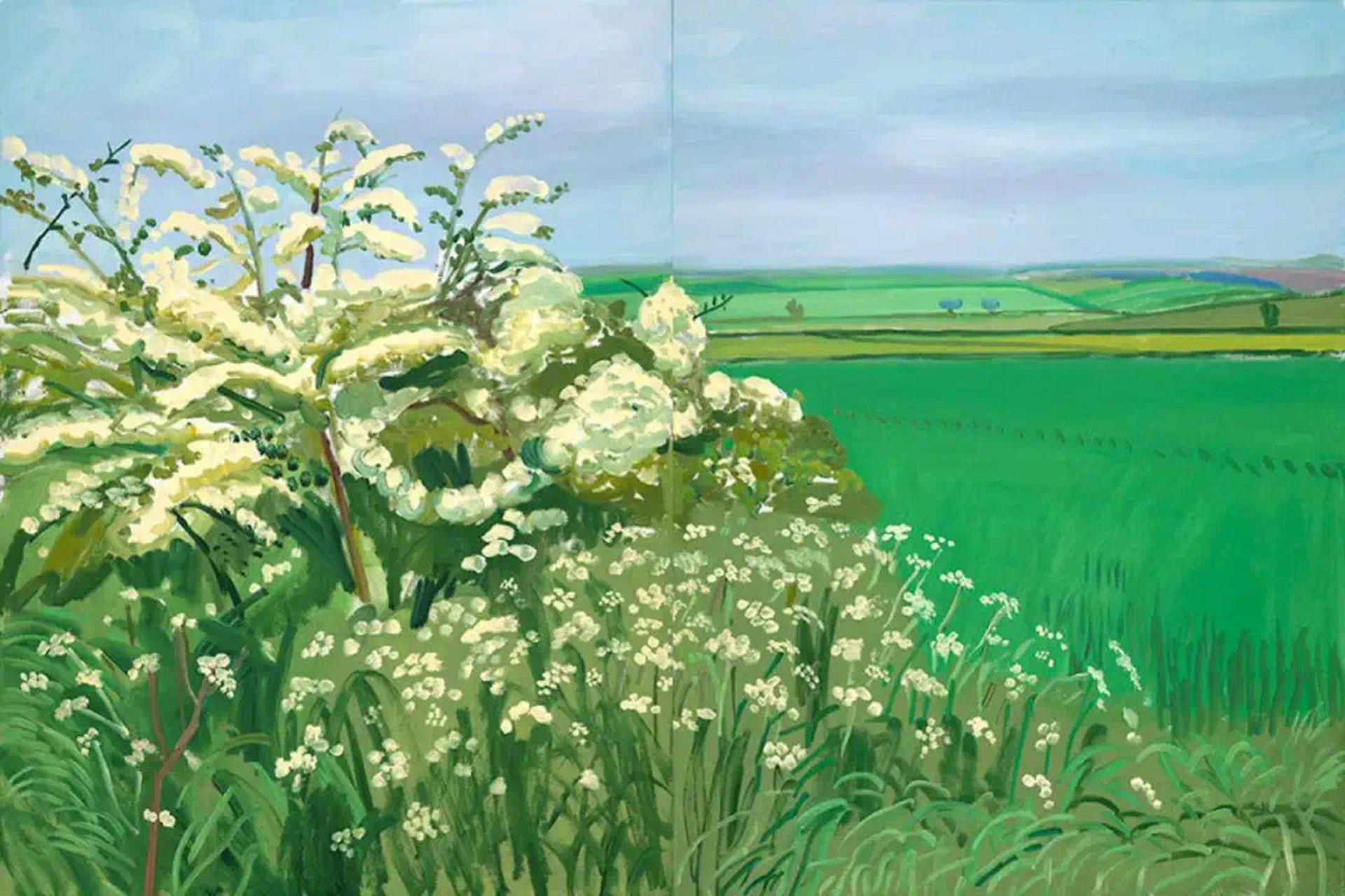 绿色是大卫霍克尼作品中的重要色彩之一,他通过绿色表达出自然与生活