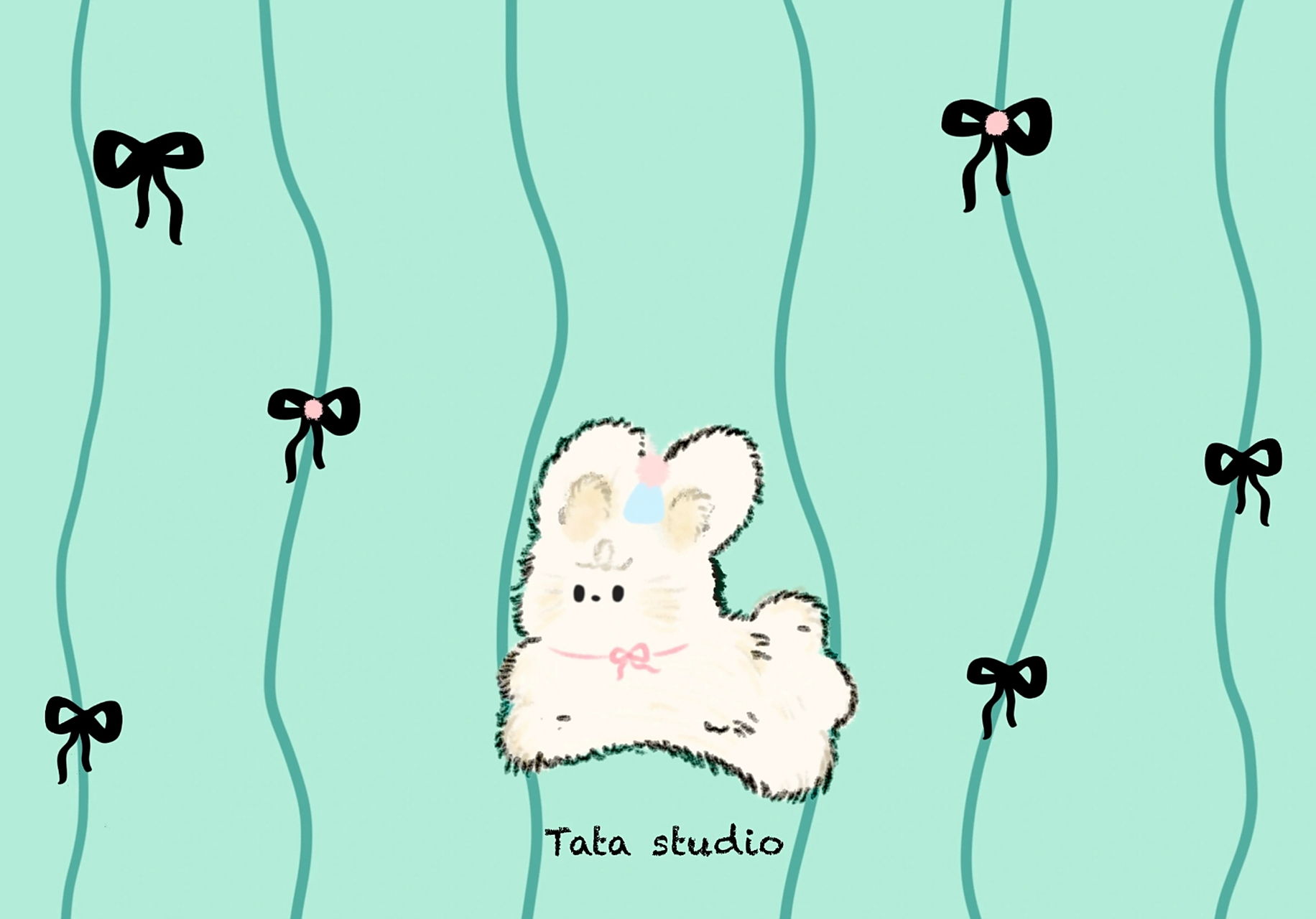 可爱小兔子跃然屏上,这款ipad壁纸洋溢着满满的少女心!