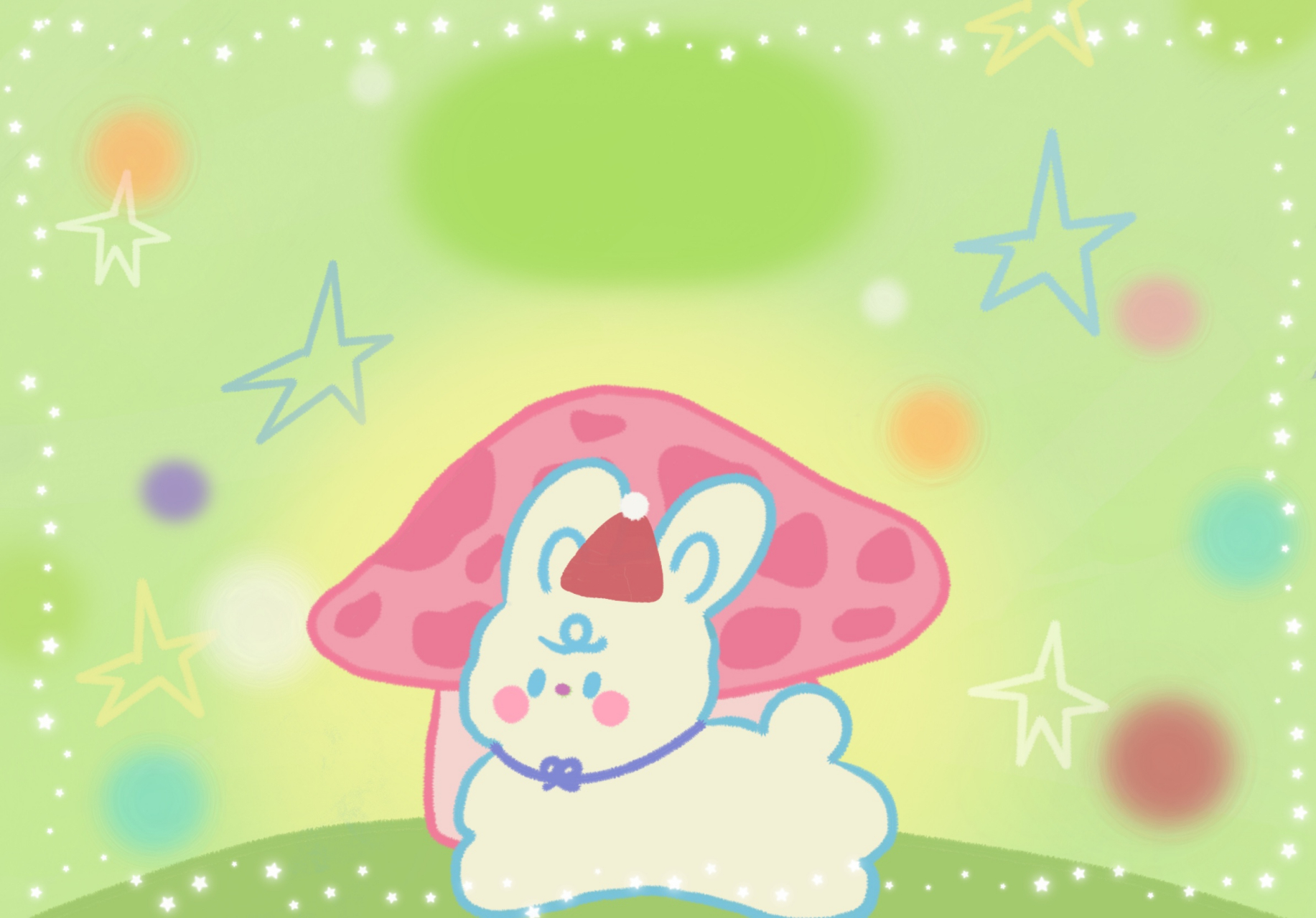 萌趣小兔子跃然屏上,这款ipad壁纸洋溢着满满的少女心!