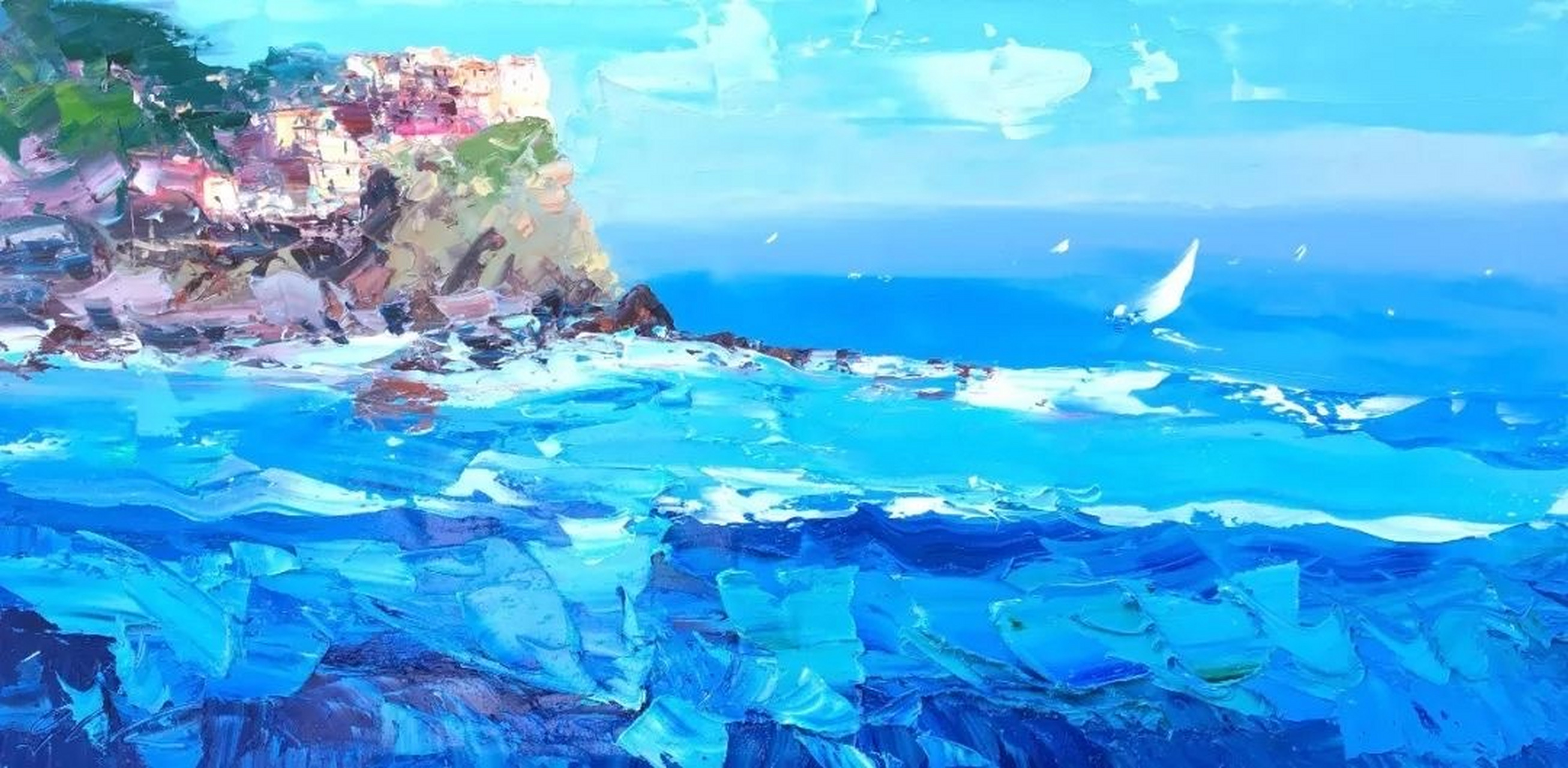 在浓郁的艺术气息中,一幅海滩油画静静地悬挂,将一段波澜壮阔的大海