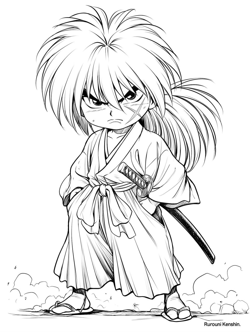 图文动态同步大赛#浪客剑心·q版剑心 人物线稿