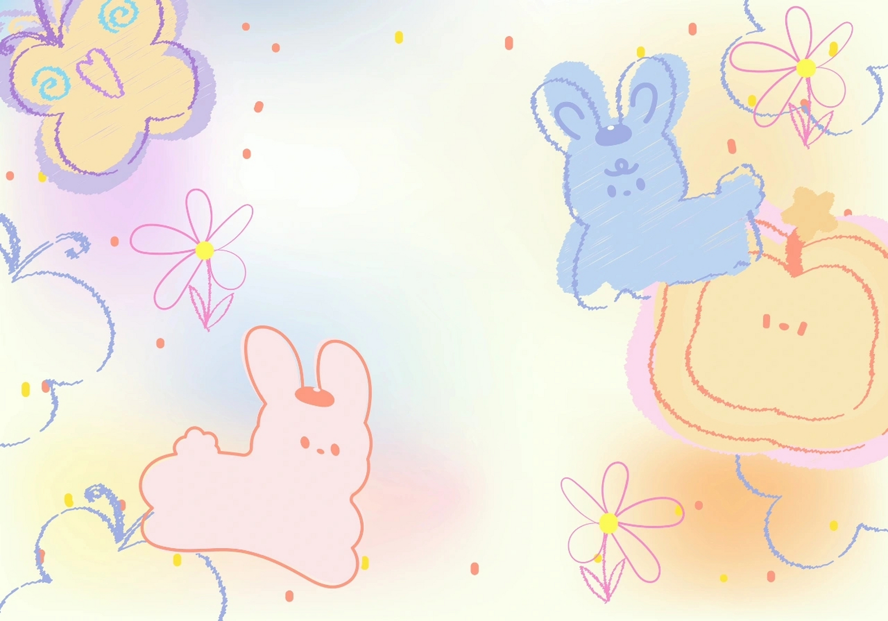 可爱小兔子跃然屏上,这款ipad壁纸洋溢着满满的少女心!