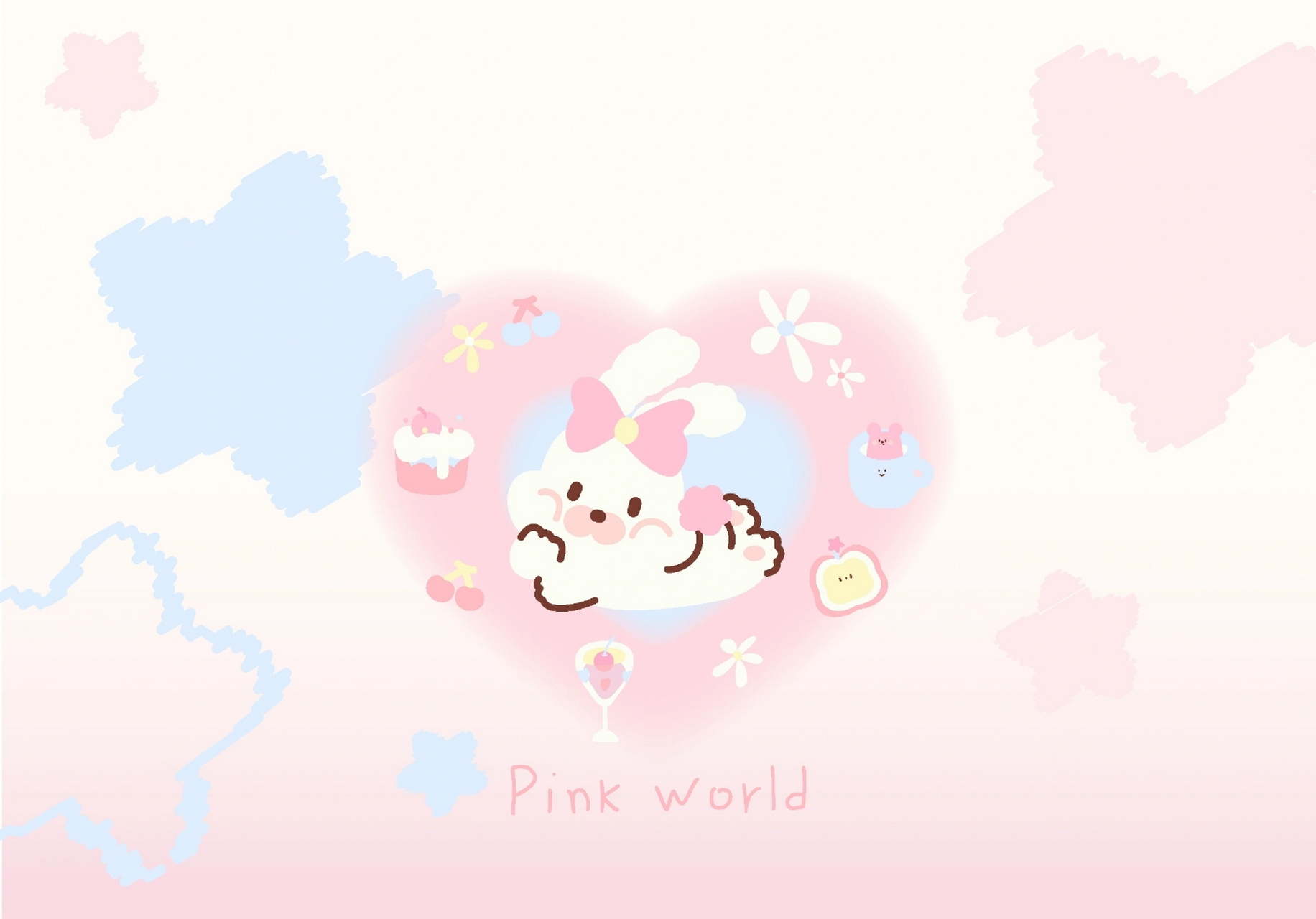 可爱小兔子跃然屏上,这款ipad壁纸洋溢着满满的少女心!