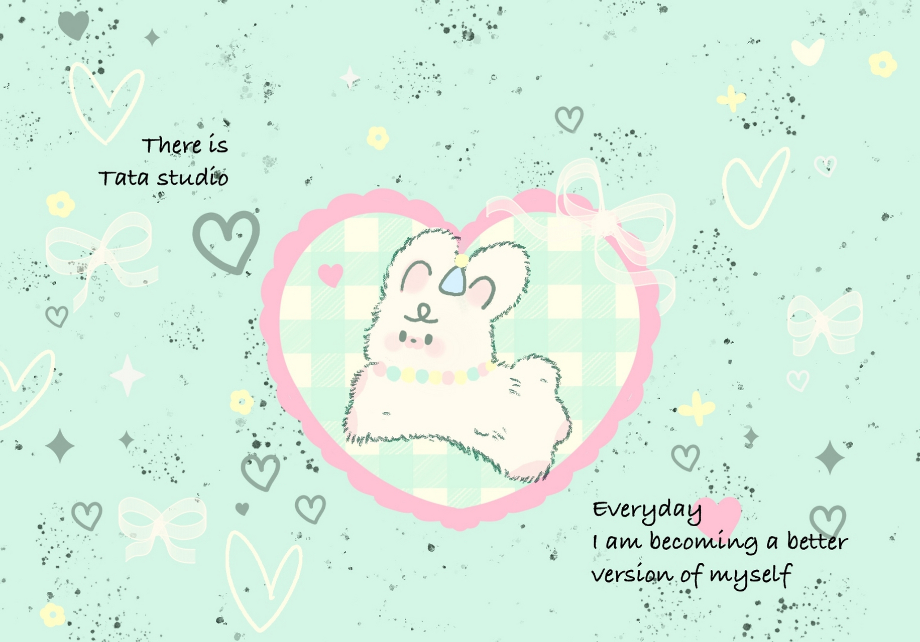 可爱小兔子跃然屏上,这款ipad壁纸洋溢着满满的少女心!