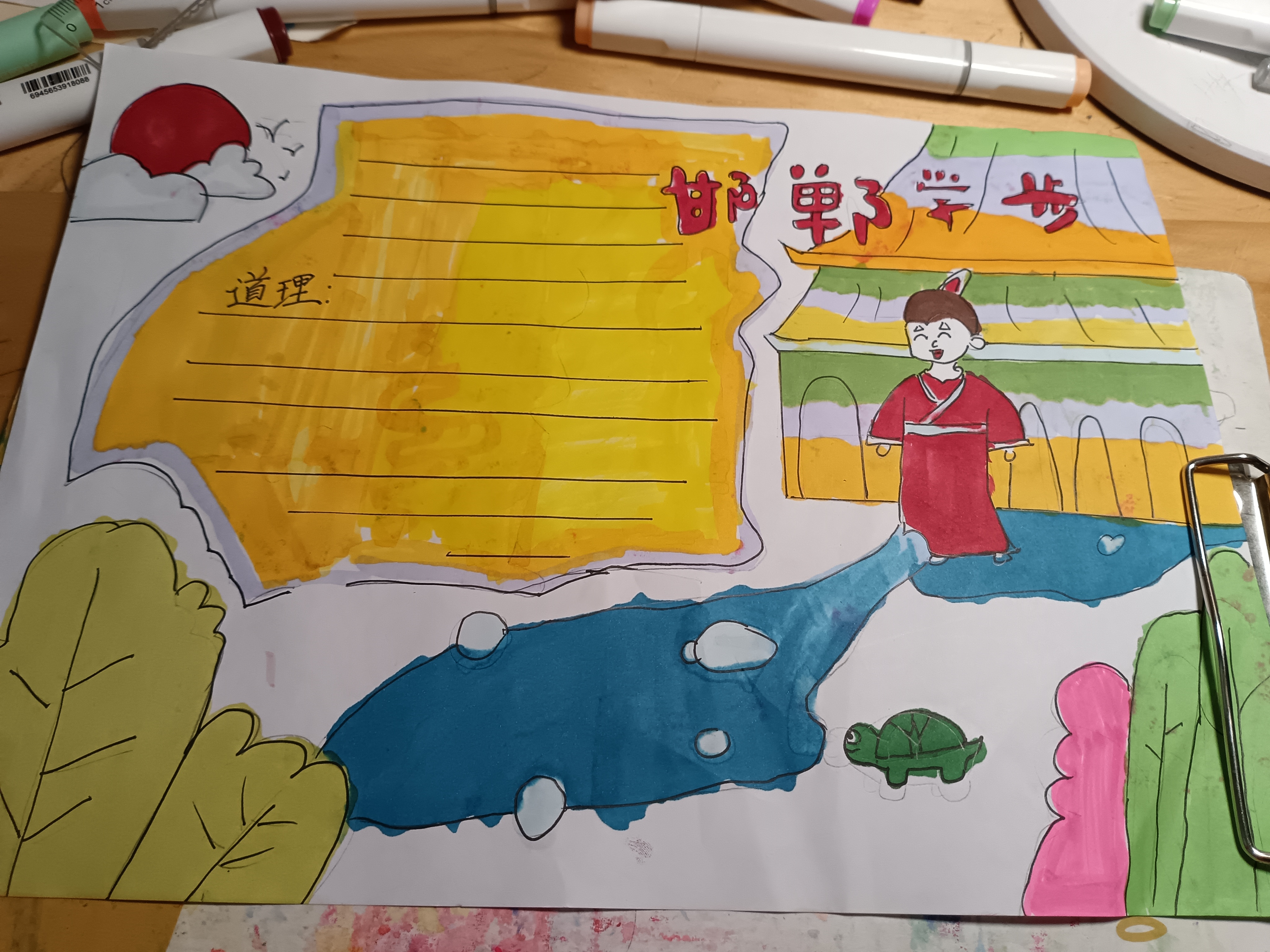 大家可以看一看邯郸学步的寓言故事怎么画吧?