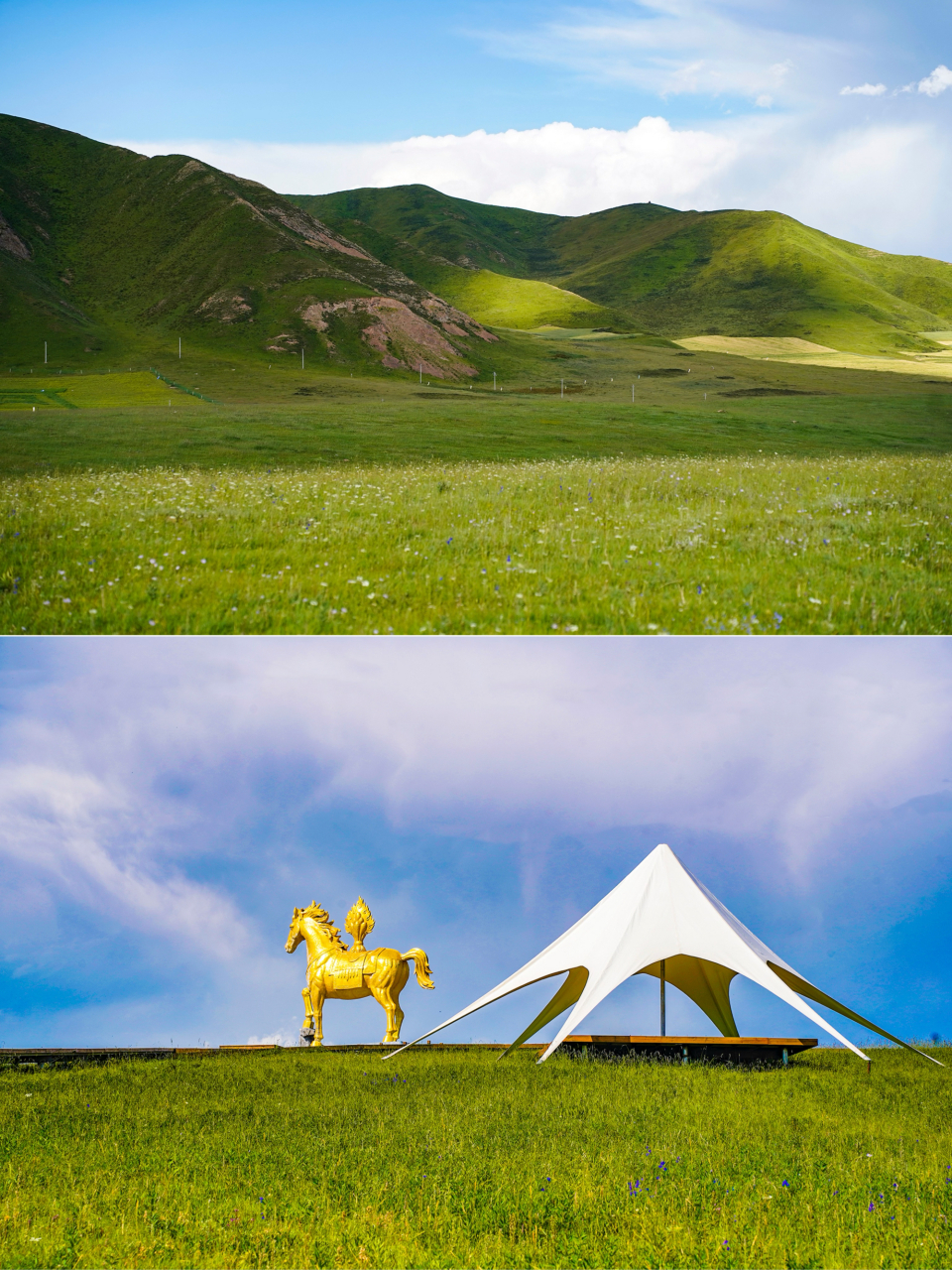 自驾甘肃,在阿米贡洪草原吃火锅 #早秋漫游指南#自驾甘肃,途经阿米贡