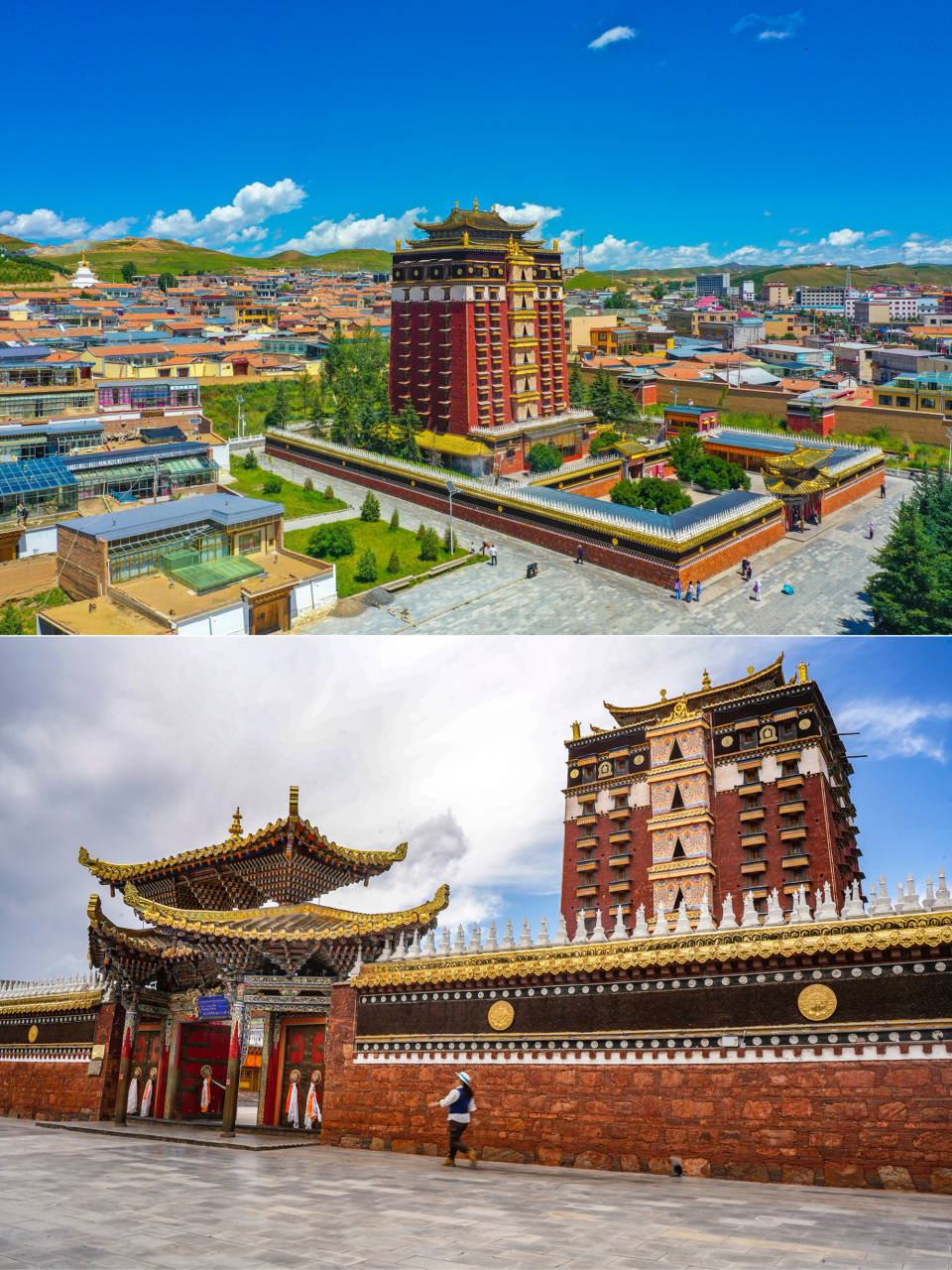 甘南州府地标建筑:九层佛塔 #早秋漫游指南#甘南的州府是合作市,在