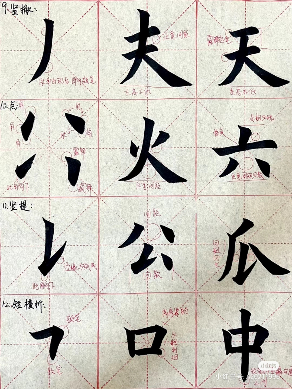 零基礎書法自學經驗分享 第一步:可以描筆畫,整個外輪廓都描,大概描