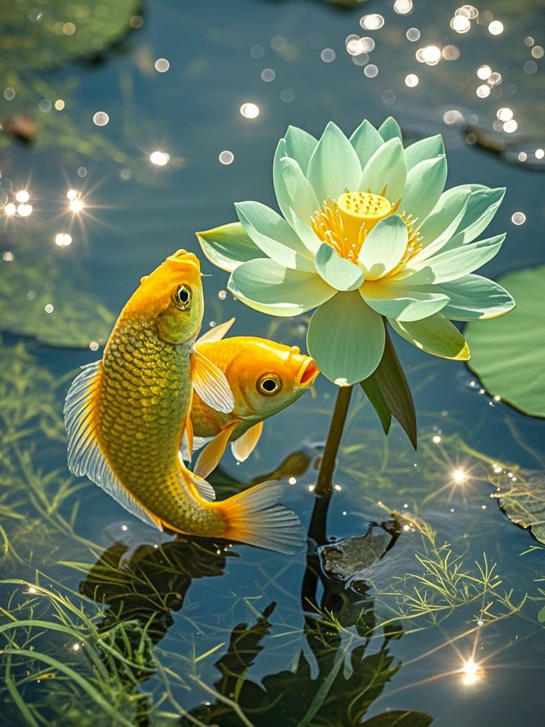 锦鲤戏莲花,好运莲莲,财富滚滚来~分享#国学智慧