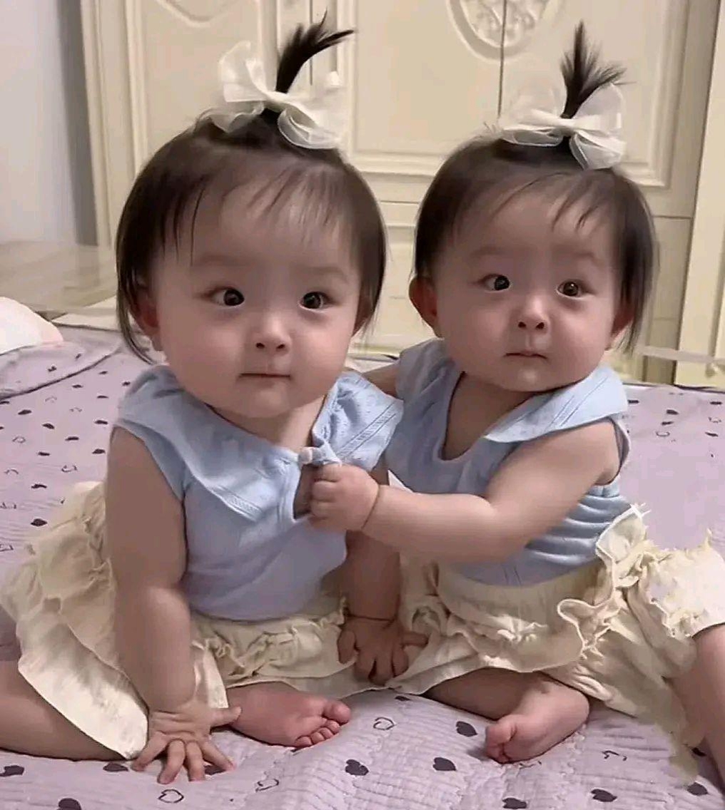 这么可爱的双胞胎小姑娘,真是可爱至极.