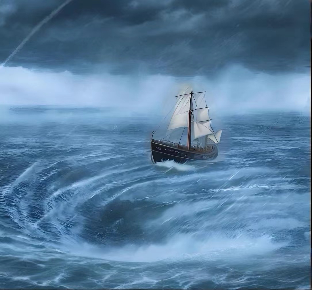 开船浪飞舟图片乌云风浪有一搜小船黑暗中的风浪小船横渡大洋的图片