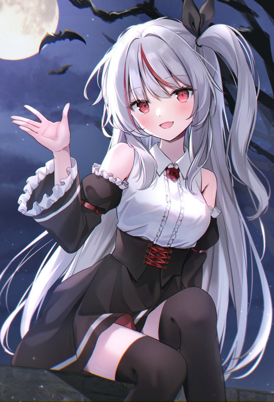 二次元# 吸血鬼少女,白毛才是正统啊[三哈] twi:すず森