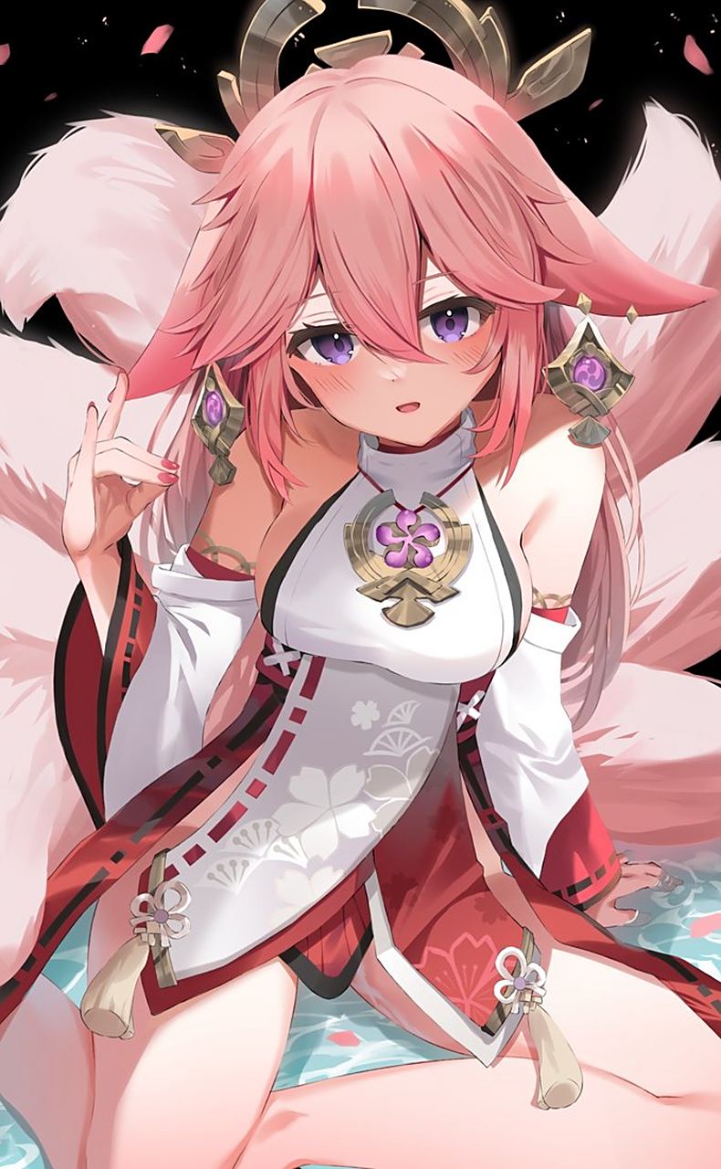 原神# #二次元# 狐狸尾巴露出来了,八重神子大人,感觉手感应该很不错