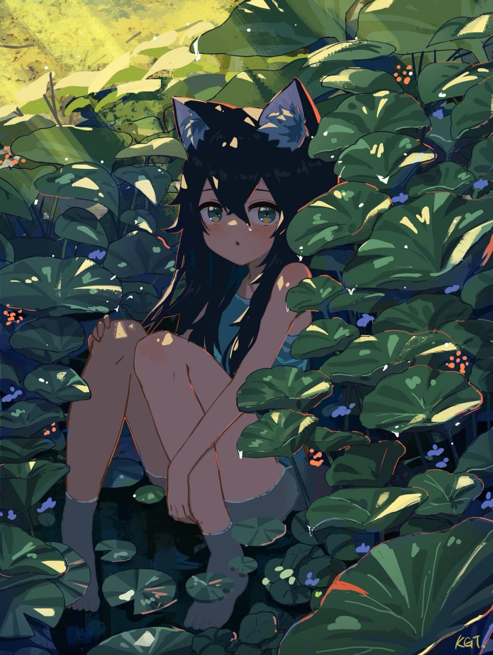 二次元# 玩水的小兽娘,可爱到犯规了啊[期待] twi:kgtヌコン.