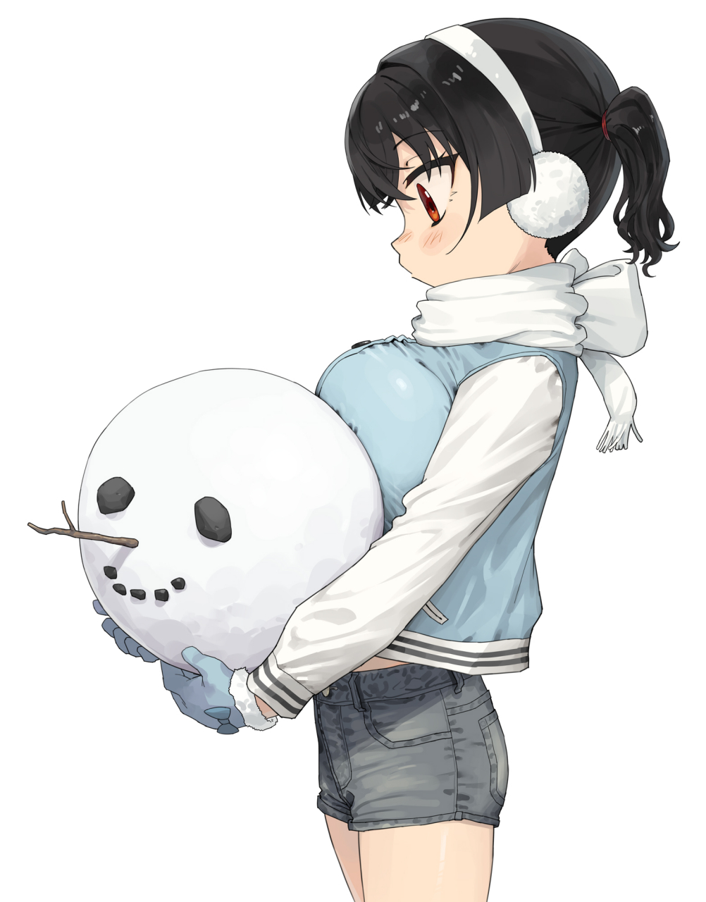 二次元# 堆雪人的少女,力气挺大啊,能搬起这么大的雪球[二哈]