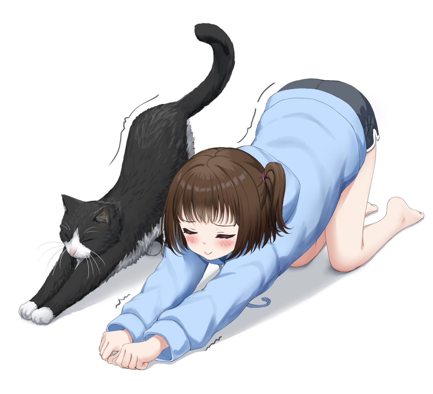 模仿猫猫伸懒腰的少女[三哈]#二次元
