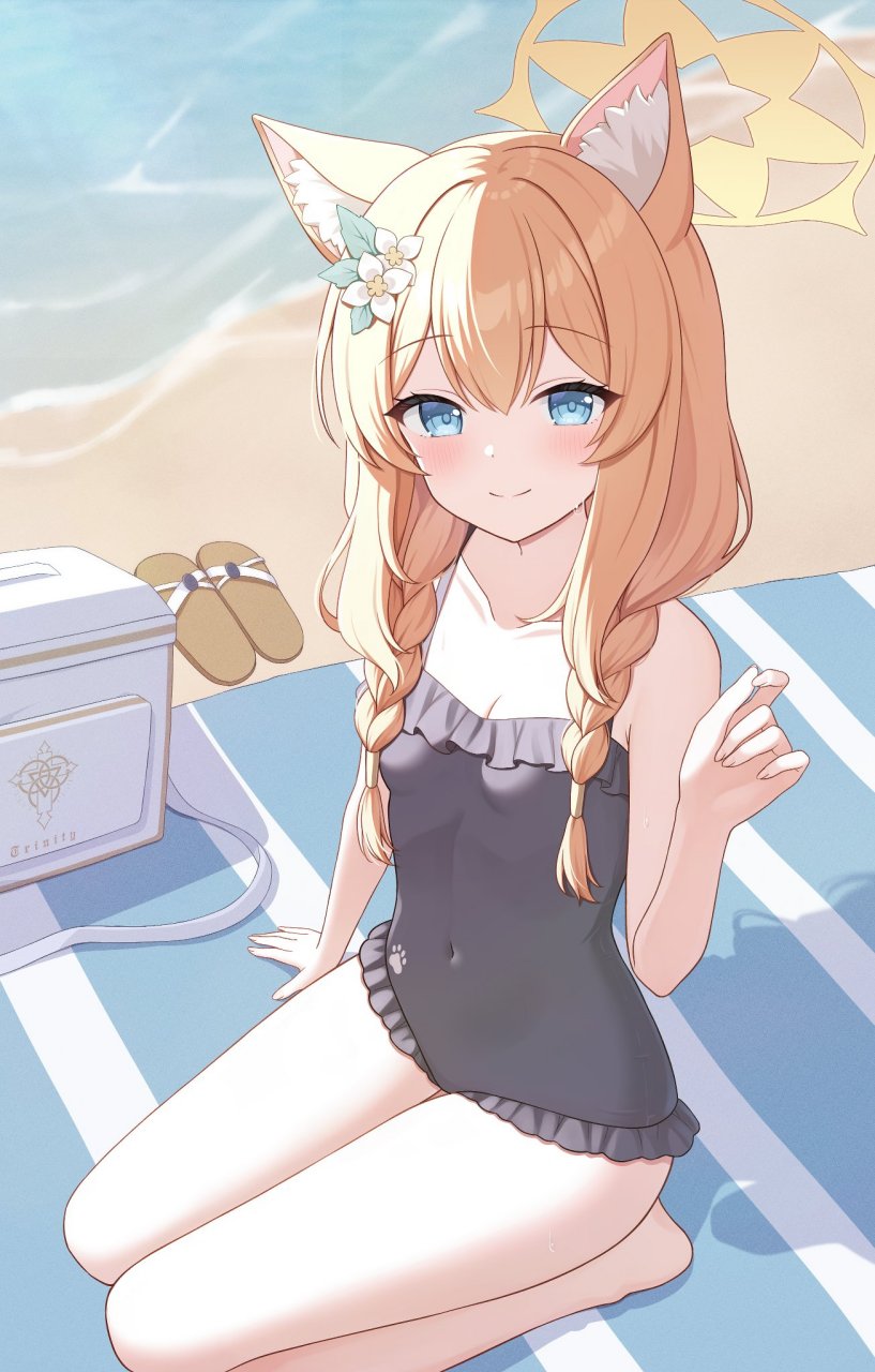 碧蓝档案# 和玛丽一起去海边玩,泳装蛮不错的啊[期待]twi:双葉くい哌
