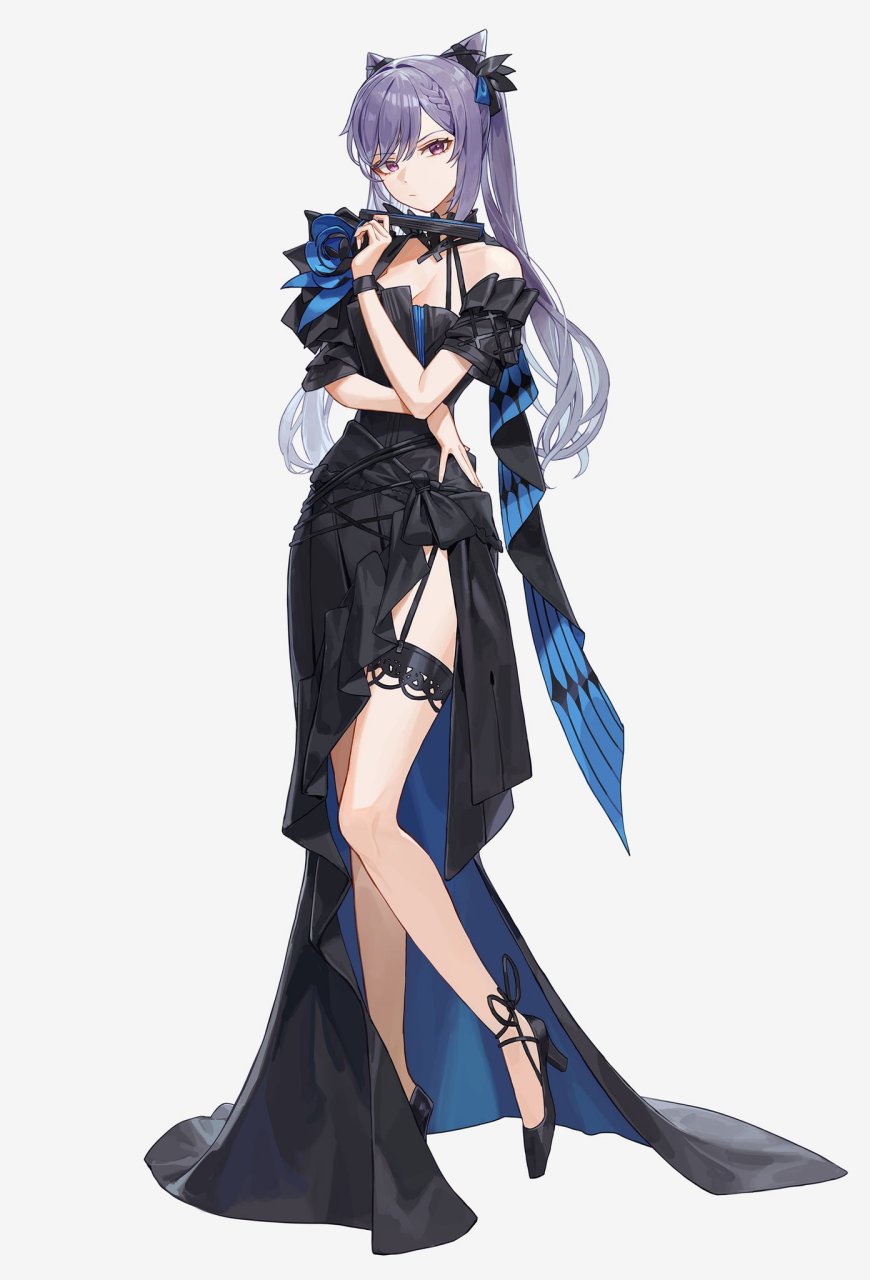 穿上礼服的刻晴,好奇腿上的环有啥用[二哈]#原神