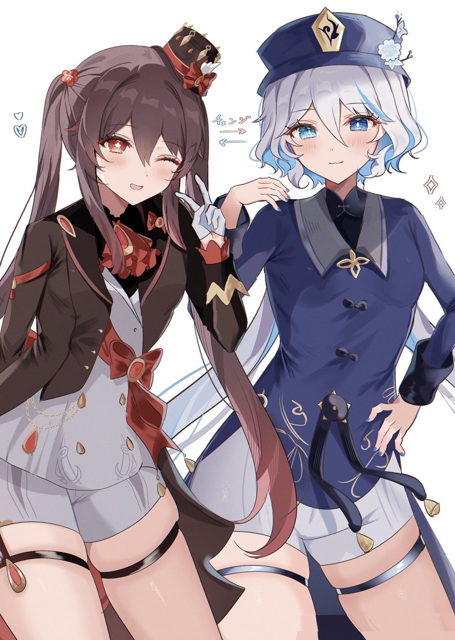 原神# 交换衣服的胡桃与芙宁娜 twi:rim