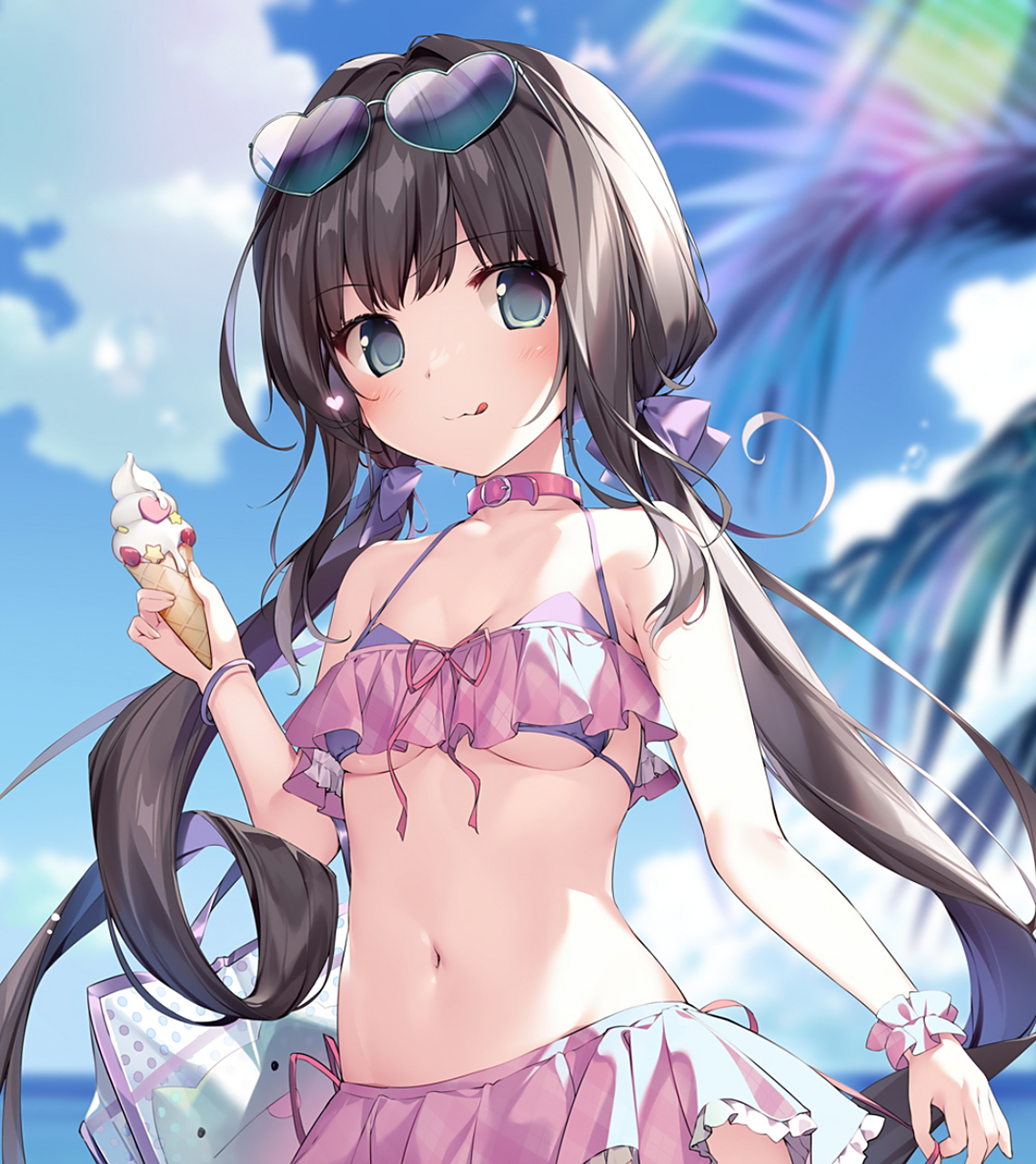 二次元# 和妹妹一起在海边玩耍,真开心啊[滑稽]