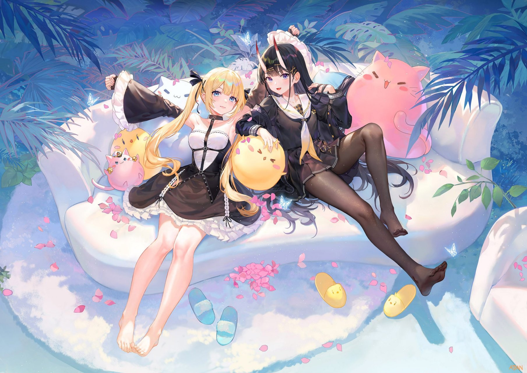 二次元# 在画腿方面,atdan老师少有敌手啊,裸足和黑丝都很棒[舔屏]