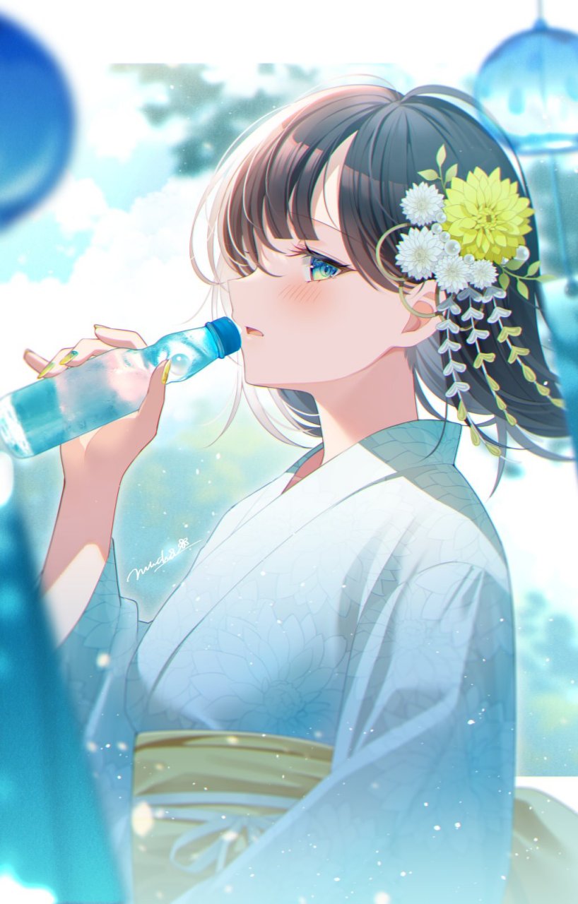 浴衣少女与波子汽水,很有夏天的感觉啊[期待]#二次元