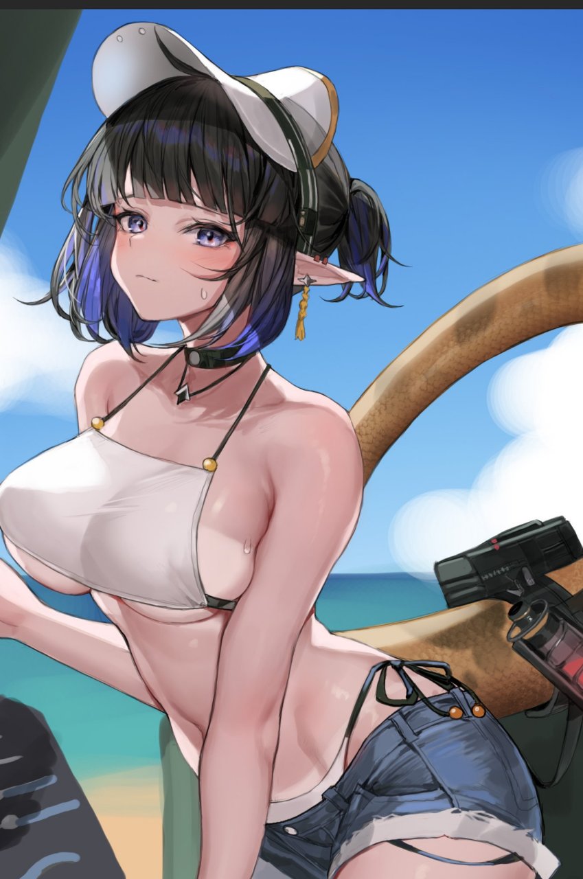 二次元# 海边的泳装少女