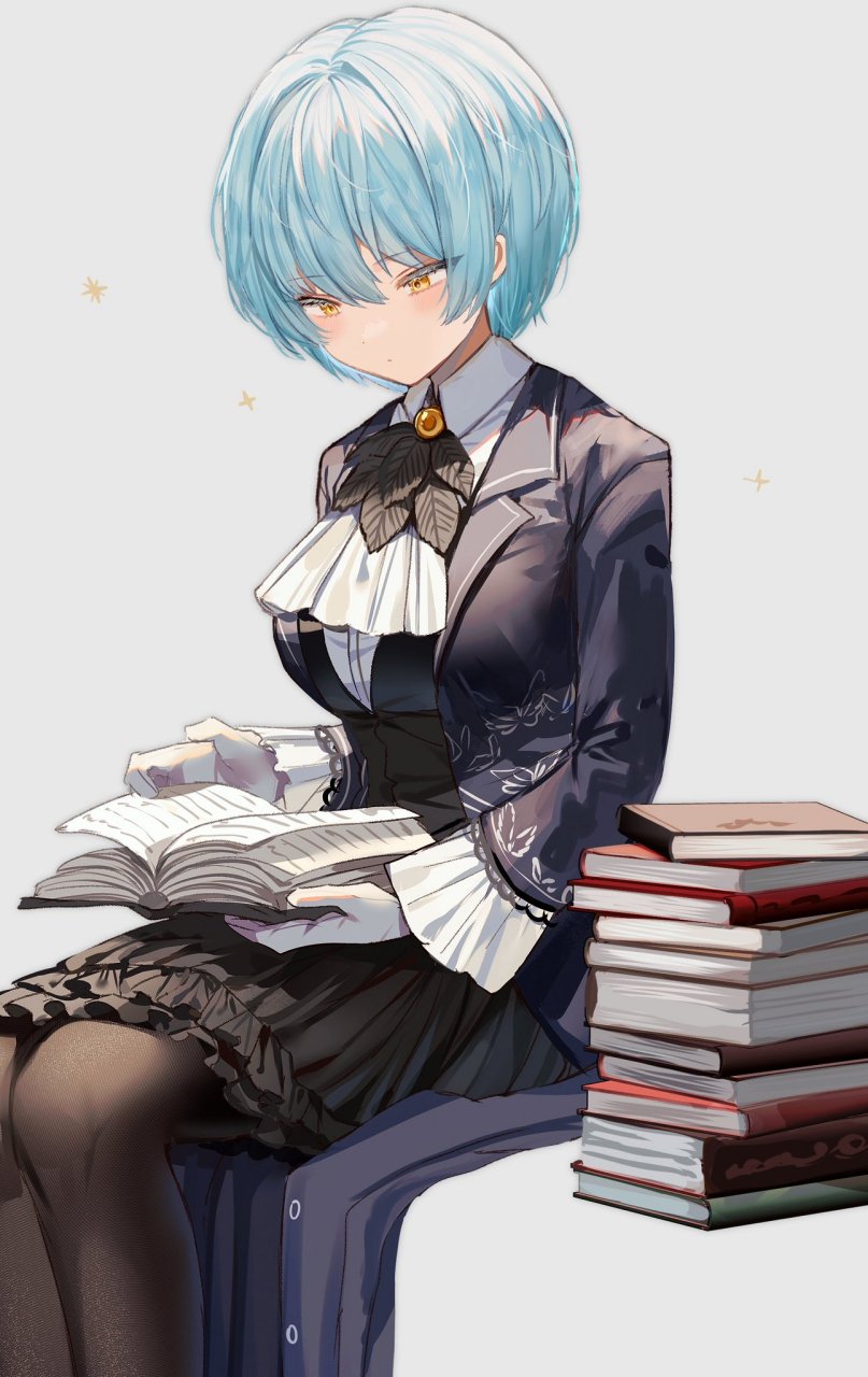 二次元# 喜欢看书的短发少女