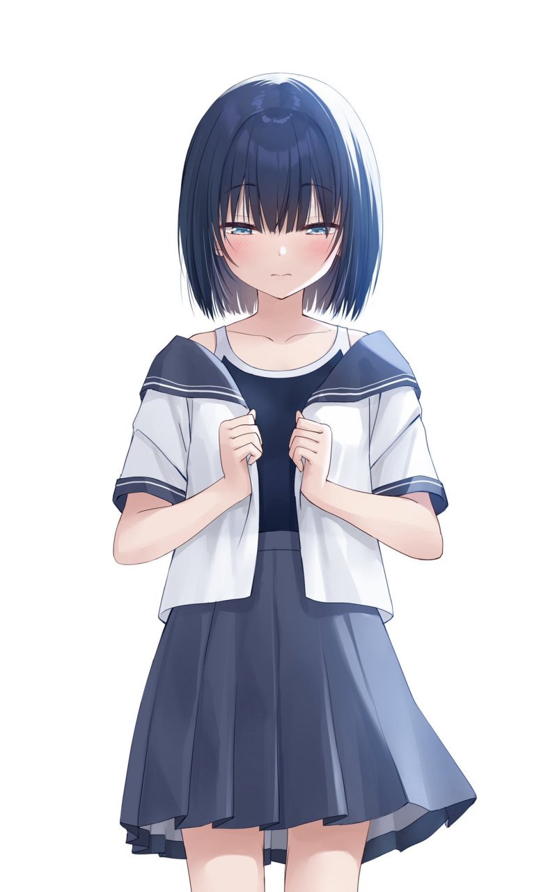 "制服里面穿泳装,应该不会被发现吧…"#二次元