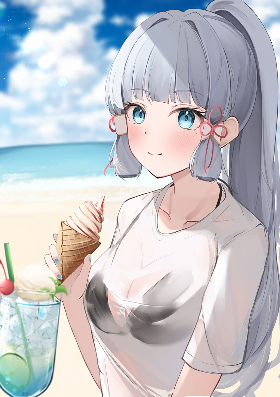 水着神里绫华,家妻真好看啊[滑稽]#原神