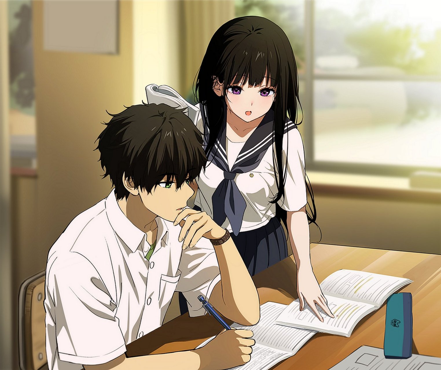 二次元##冰菓#  一起学习的折木与千反田,一时间不知道该羡慕谁[裙