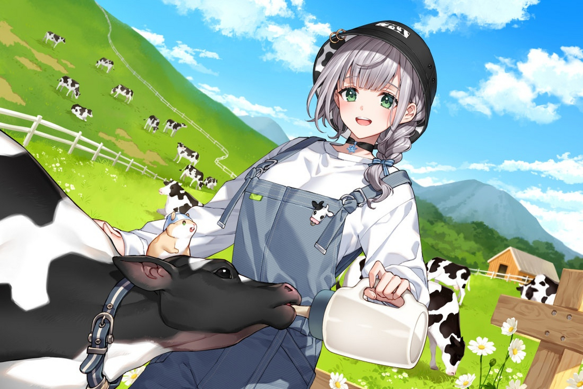 虚拟主播# 在农场帮忙的白银诺艾尔,好多奶牛啊[期待]twi:nardack