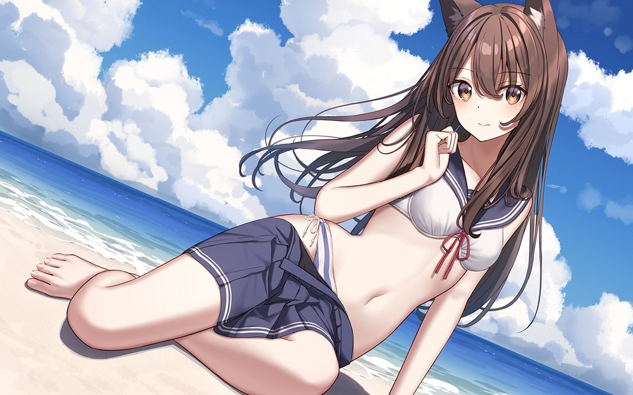 海边的水着兽娘,是我喜欢的类型[二哈]#二次元