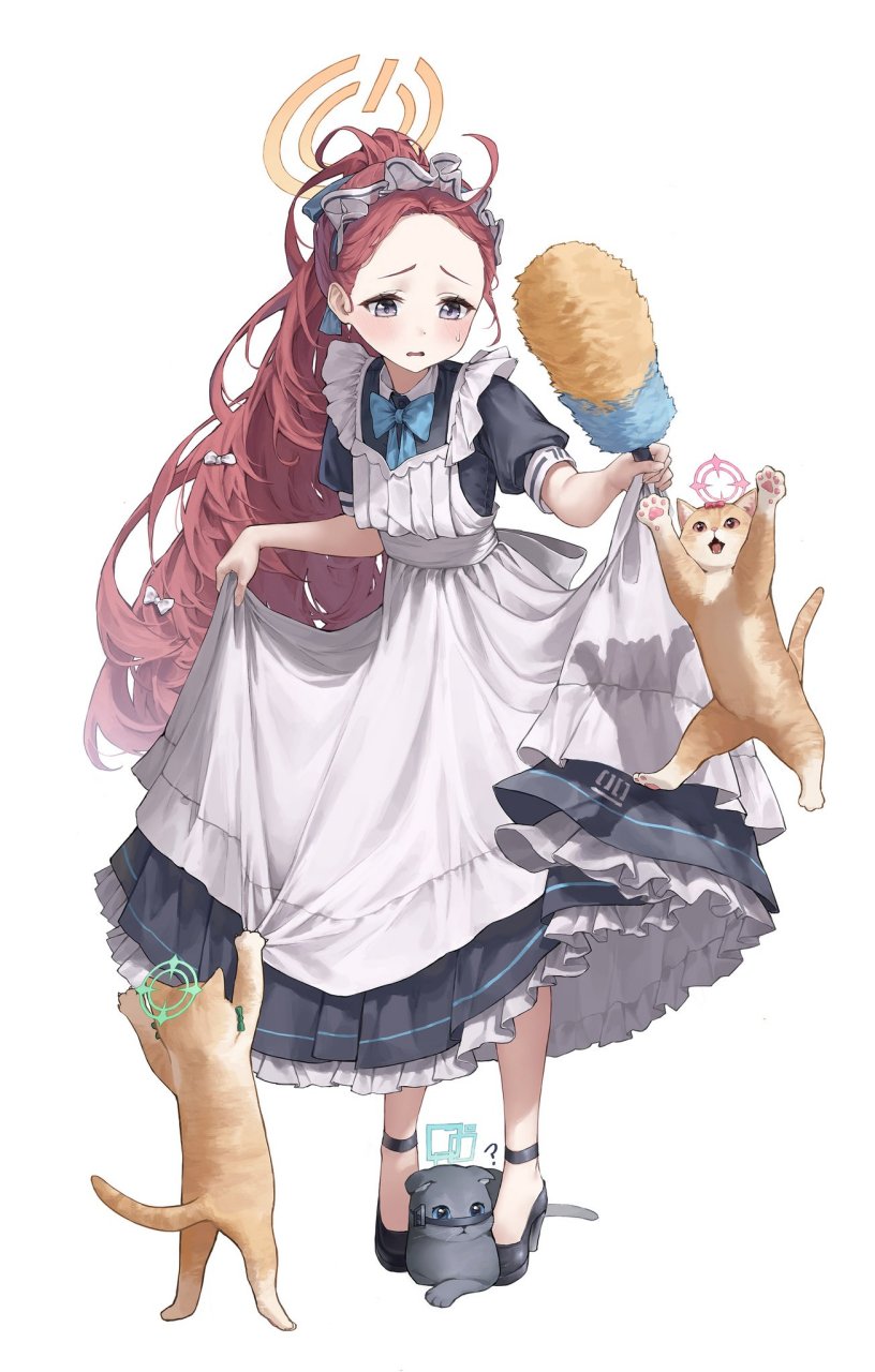 碧蓝档案# #二次元# 可爱的女仆柚子,身边的三只猫有些眼熟啊[三哈]