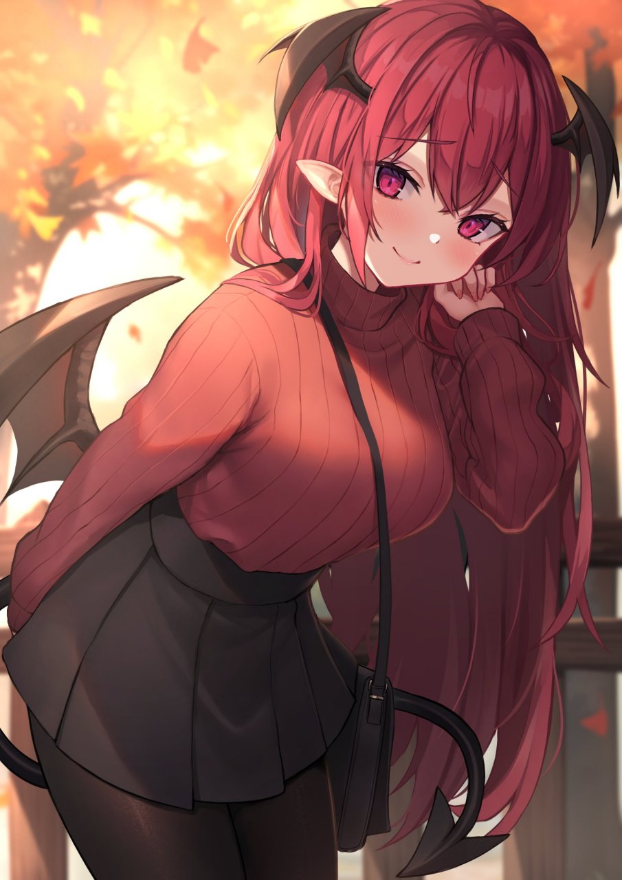 二次元# 和针织衫小恶魔一起约会看红叶[期待] twi:ヲヲグニ