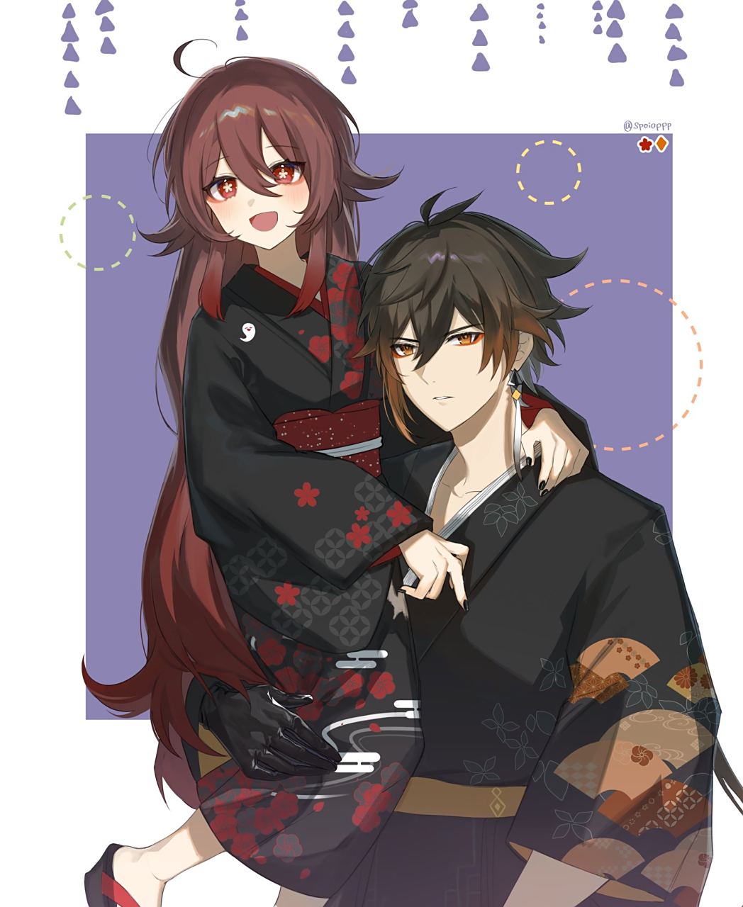 原神# 胡桃与钟离 画师:sp06:p