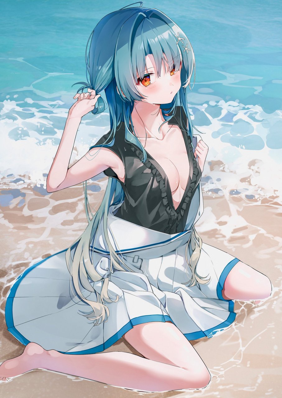 二次元# 被海水淋湿的少女