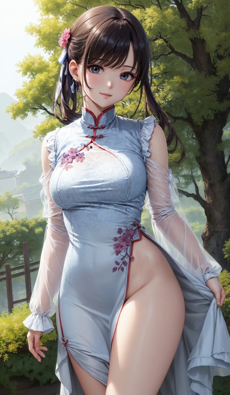 二次元# #动漫美图# 这种中式旗袍风格的美女也太有魅力了吧